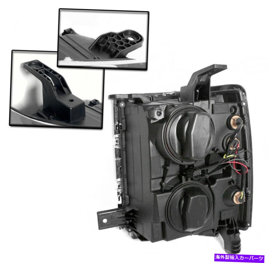 USヘッドライト 2014年2015年Silverado 1500ブラックプロジェクターヘッドライトヘッドランプ+バンパーLED DRL FOR 2014 2015 SILVERADO 1500 BLACK PROJECTOR HEADLIGHTS HEADLAMP+BUMPER LED DRL【並行輸入品】