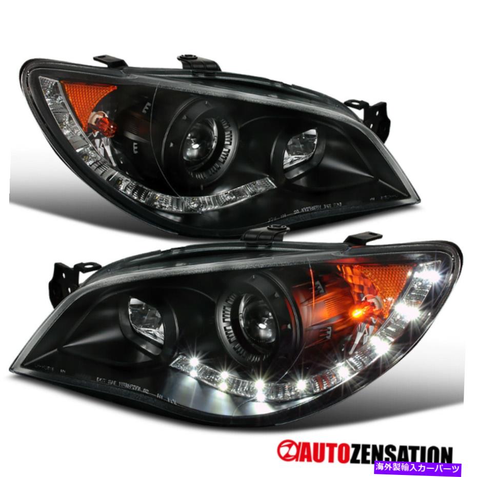 USヘッドライト 2006年から2007年のSubaru Imperza WRX LEDストリップブラックプロジェクターヘッドライトランプ For 2006-2007 Subaru Impreza WRX LED Strip Black Projector Headlights Lamps【並行輸入品】