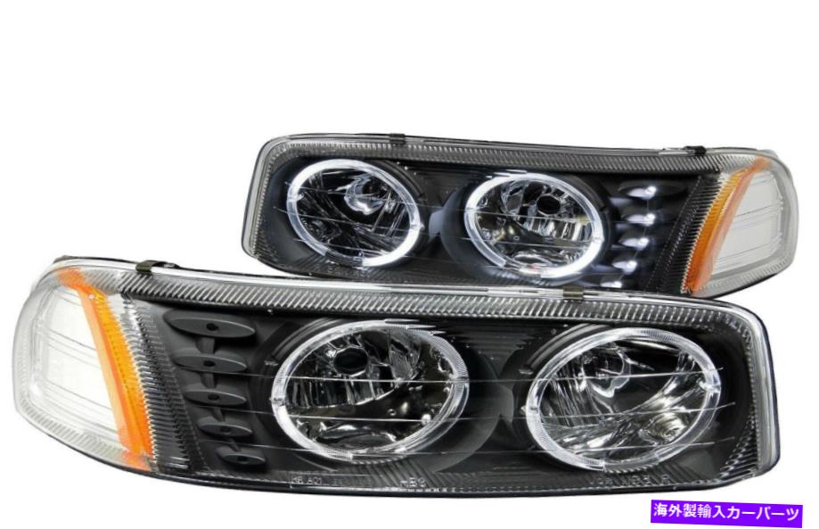 USヘッドライト Anzo 111207ヘッドライトクリスタルハローブラックW / LEDオレンジ色GMC Yukon / Sierra Anzo 111207 Headlight Crystal Halo Black w/LED Amber for 99-06 GMC Yukon/Sierra【並行輸入品】