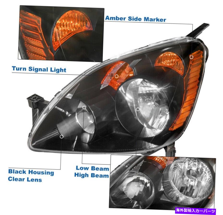 USヘッドライト 2005年2006ホンダCR-V CRVブラックヘッドライトヘッドランプ+ブルーLED DRL + 6000K HID For 2005 2006 Honda CR-V CRV Black Headlights Headlamp +Blue LED DRL +6000K HID【並行輸入品】