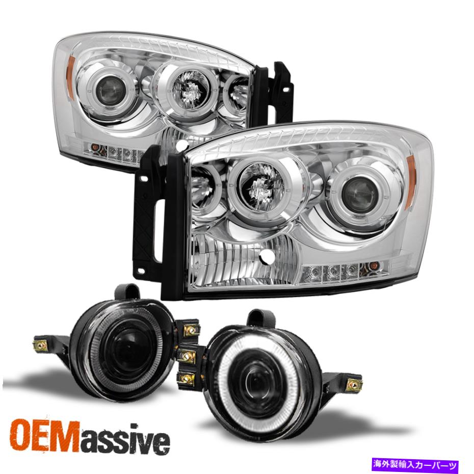USヘッドライト 06-08 Dodge Ram Dual Halo LEDプロジェクタークロムヘッドライト+フォグランプ For 06-08 Dodge Ram Dual Halo LED Projector Chrome Headlights + Fog Lights【並行輸入品】｜Us Custom Parts Shop USDM