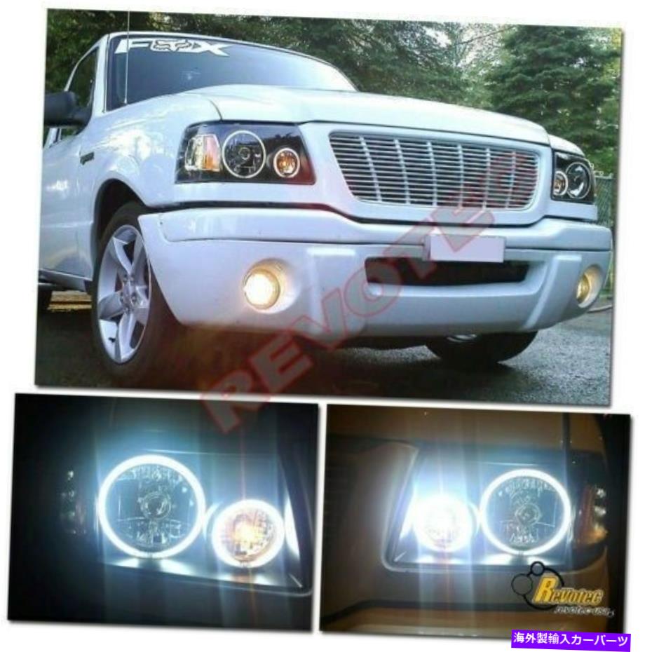 USヘッドライト 2001-2011フォードレンジャー1ペアのための黒いG3スーパーブライトハローヘッドライト Black G3 Super Bright Halo Headlights For 2001-2011 Ford Ranger 1 Pair【並行輸入品】