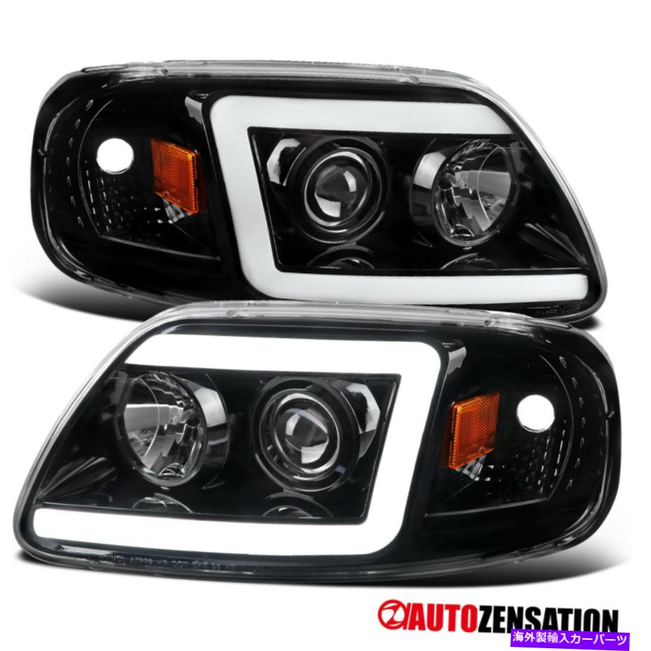 USヘッドライト 97-03 Ford F150 97-02 Expedition SlickブラックプロジェクターヘッドライトW / LEDバー For 97-03 Ford F150 97-02 Expedition Slick Black Projector Headlights w/ LED Bar【並行輸入品】