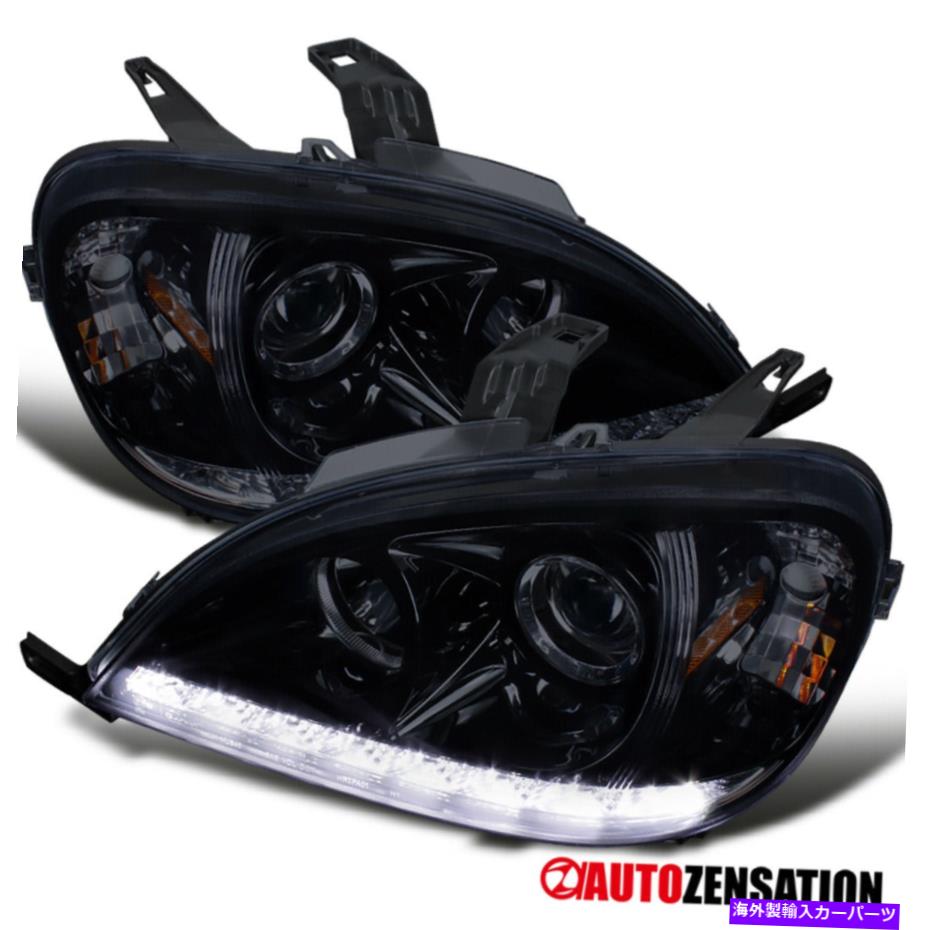 USヘッドライト 1998-2001ベンツW163 ML320 ML430 LEDストリップブラックスモークプロジェクターヘッドライト For 1998-2001 Benz W163 ML320 ML430 LED Strip Black Smoke Projector Headlights【並行輸入品】