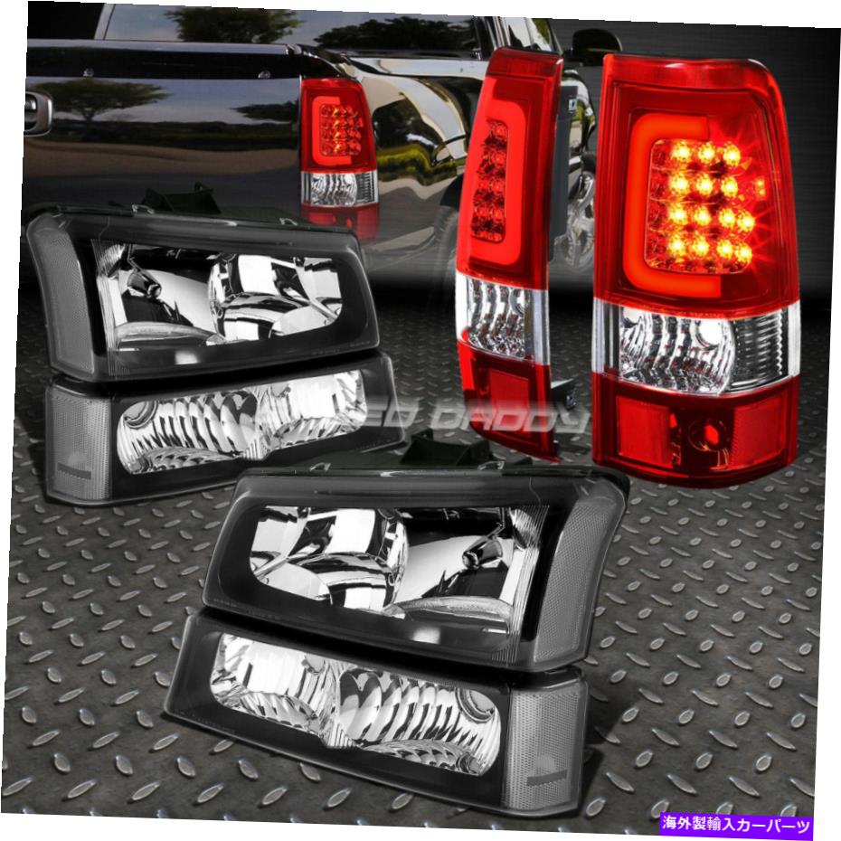 USヘッドライト ブラックヘッドライト+クリアバンパー+クロムレッド3D LEDバーテールランプは03-07 Silverado BLACK HEADLIGHT+CLEAR BUMPER+CHROME RED 3D LED BAR TAIL LAMP FOR 03-07 SILVERADO【並行輸入品】