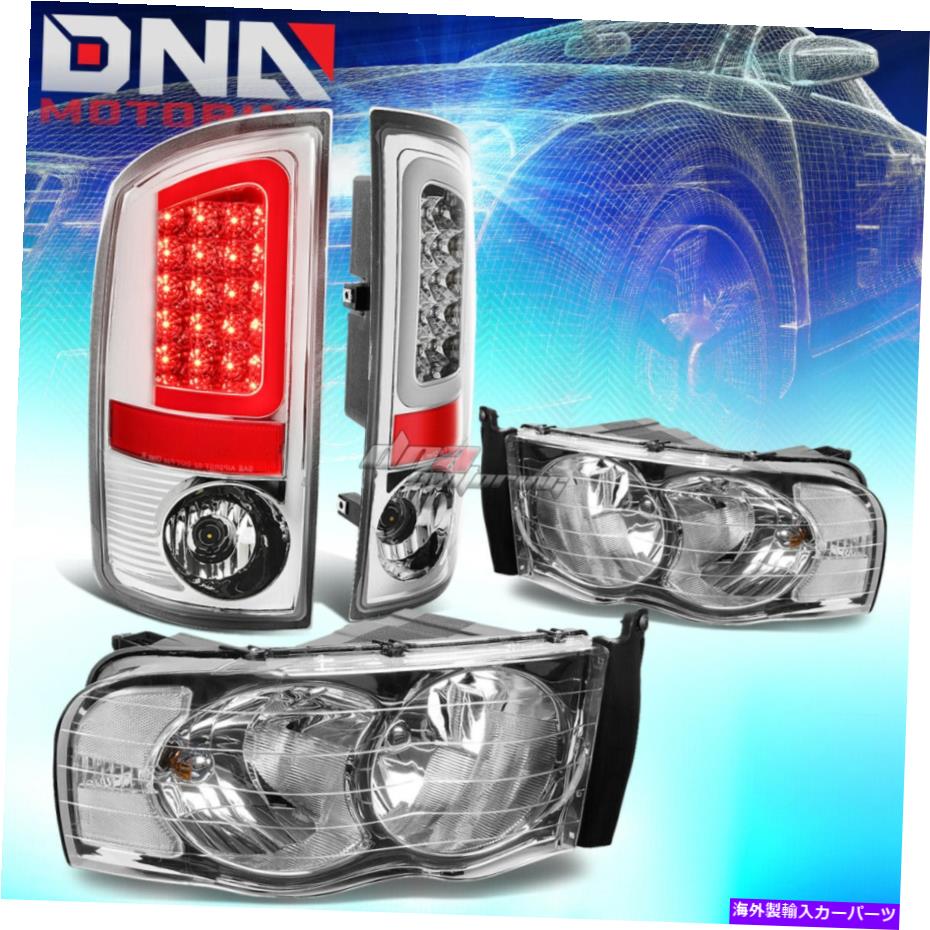 USヘッドライト クロムヘッドライト+クリアコーナー+ Chrome 3D LEDブレーキテールライトフィット02-05 Dodge Ram CHROME HEADLIGHT+CLEAR CORNER+CHROME 3D LED BRAKE TAIL LIGHT FIT 02-05 DODGE RAM【並行輸入品】
