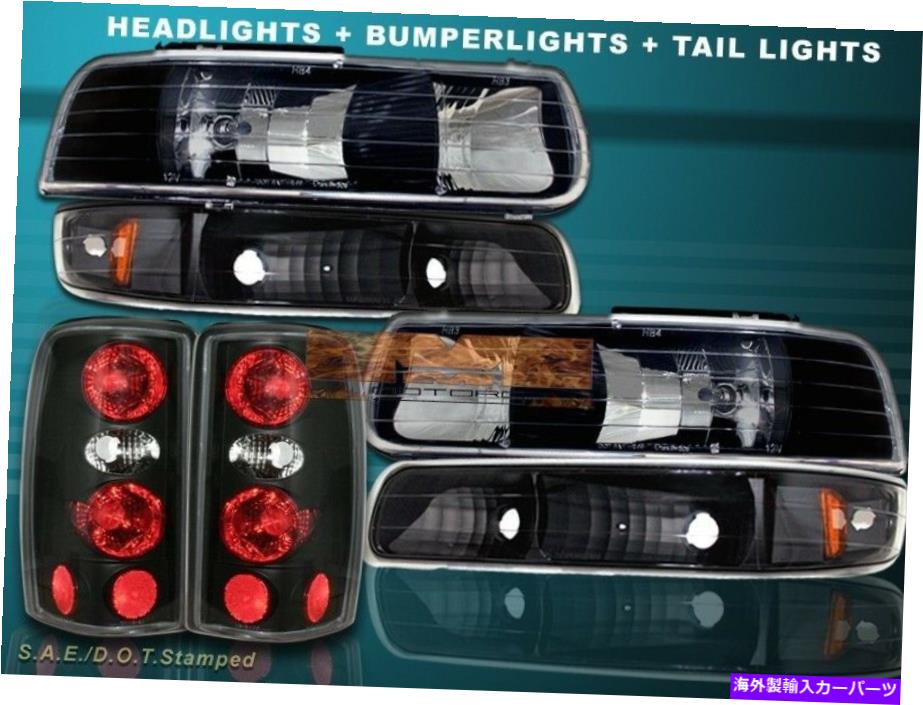 USヘッドライト 00 - 06 Chevy Tahoe Suburbanヘッドライトブラック+バンパー+ブラックテールライト 00 - 06 CHEVY TAHOE SUBURBAN HEADLIGHTS BLACK+BUMPER+BLACK TAIL LIGHTS【並行輸入品】