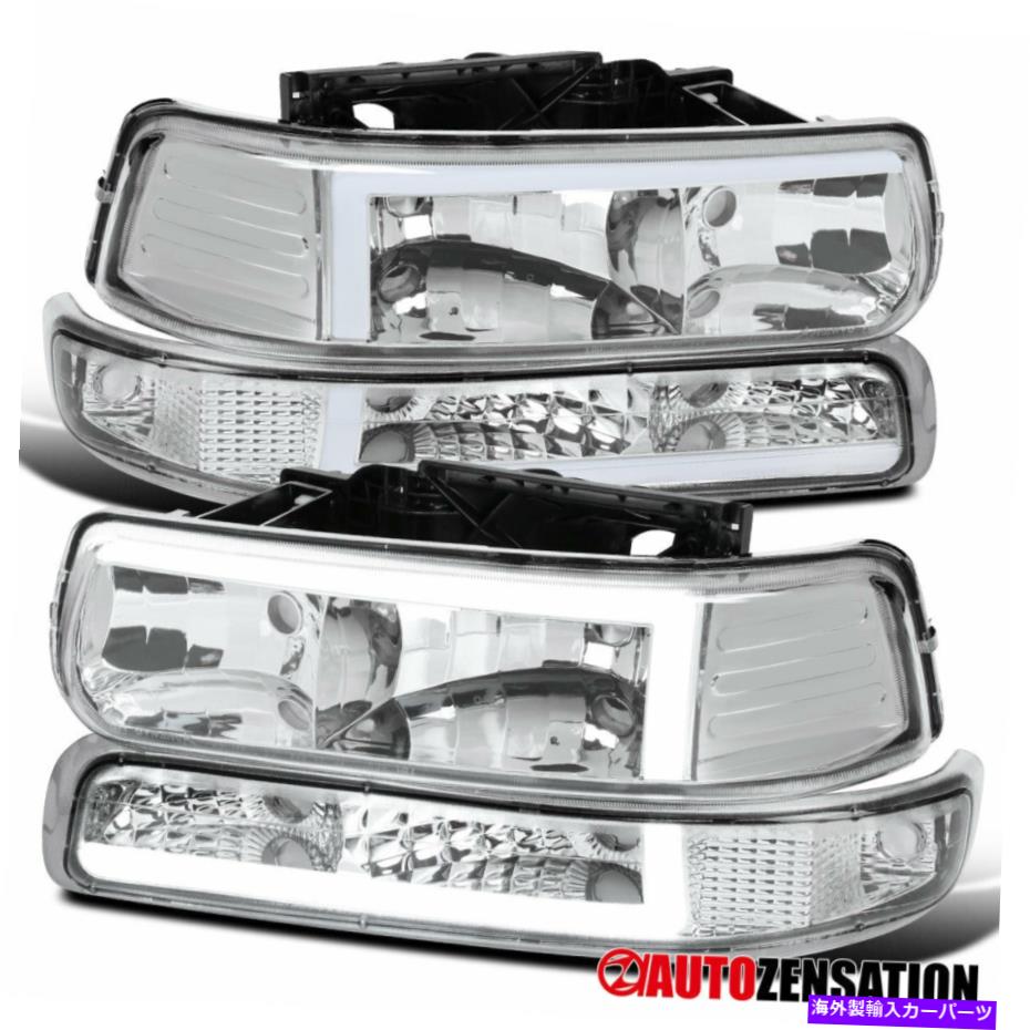 USヘッドライト 99-02 Silverado 1500 00-06 Tahoe Suburban LEDバーヘッドライト+バンパーランプ For 99-02 Silverado 1500 00-06 Tahoe Suburban LED Bar Headlights+Bumper Lamps【並行輸入品】