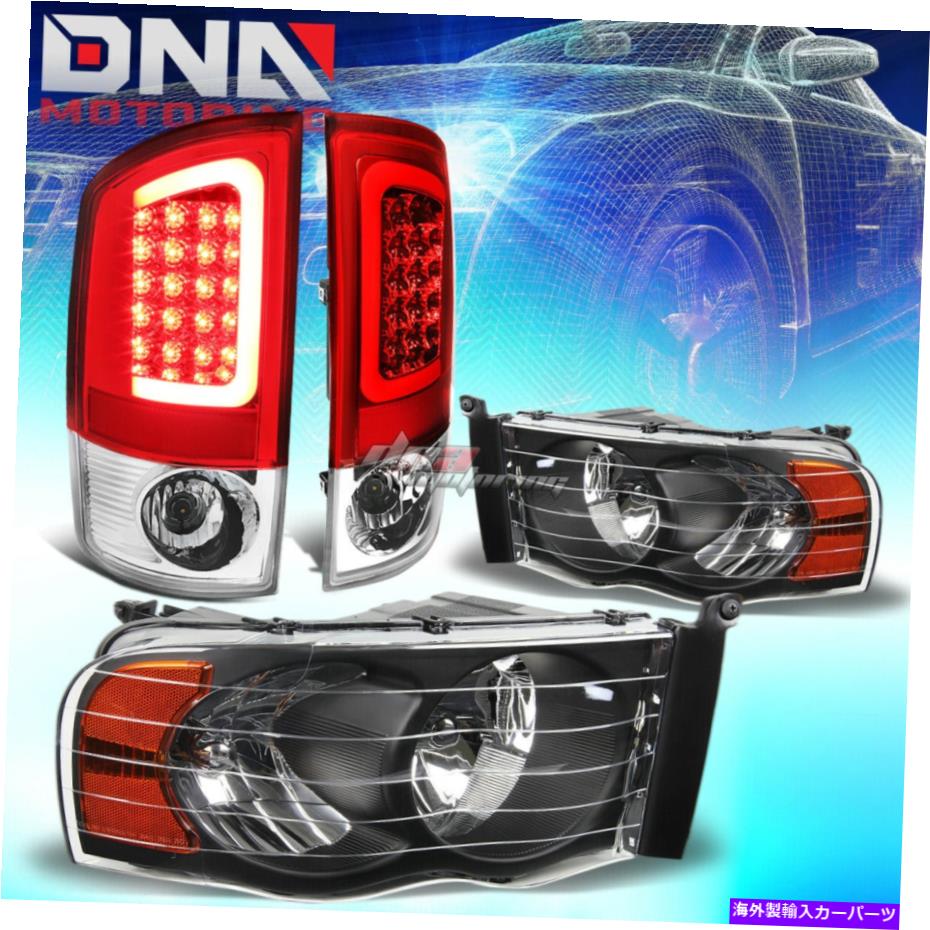 USヘッドライト 黒のヘッドライト+琥珀色の角+赤3D LEDブレーキテールライトフィット02-05 Dodge Ram BLACK HEADLIGHT+AMBER CORNER+RED 3D LED BRAKE TAIL LIGHT FIT 02-05 DODGE RAM【並行輸入品】