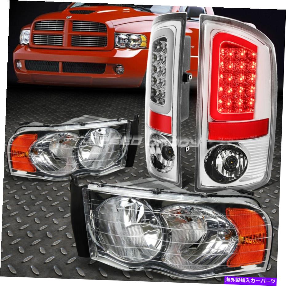 USヘッドライト クロムヘッドライト+アンバーコーナー+クローム3D LEDブレーキテールライト02-05 Dodge Ram CHROME HEADLIGHT+AMBER CORNER+CHROME 3D LED BRAKE TAIL LIGHT FOR 02-05 DODGE RAM【並行輸入品】