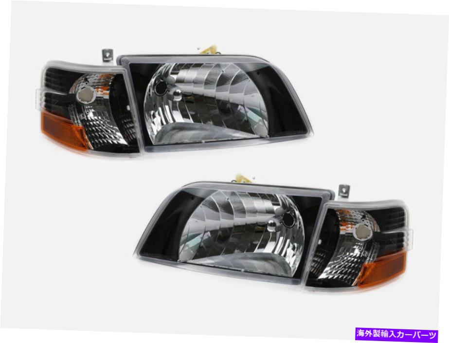 USヘッドライト VOLVO VNL 300 VNM 200 1998-2017デイキャップトラックヘッドライトコーナー4 PCセット - ブラック VOLVO VNL 300 VNM 200 1998-2017 DAYCAB TRUCK HEADLIGHTS CORNERS 4 PC SET - BLACK【並行輸入品】