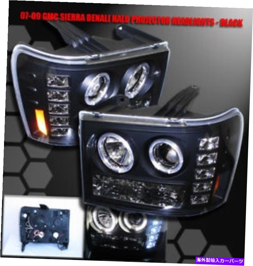 USヘッドライト 07-13 GMCシエラピックアップトラックHalo LEDプロジェクターヘッドライトブラック09 10 11デナリ 07-13 GMC SIERRA PICKUP TRUCK HALO LED PROJECTOR HEADLIGHT BLACK 09 10 11 DENALI【並行輸入品】