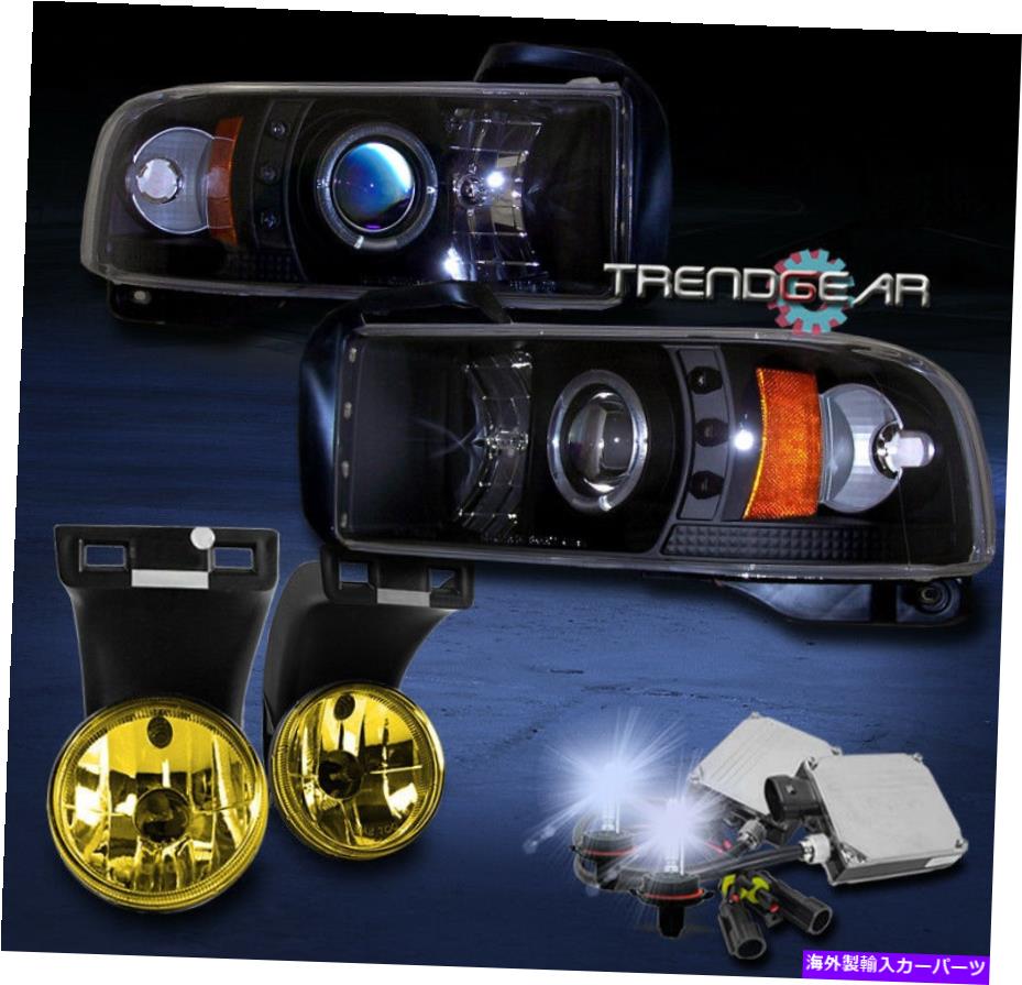 USヘッドライト 1994年から2001年のRAM Halo LEDブラックプロジェクターヘッドライト+黄色のフォグランプ+ 8000K HID FOR 1994-2001 RAM HALO LED BLACK PROJECTOR HEADLIGHT+YELLOW FOG LAMP+8000K HID【並行輸入品】