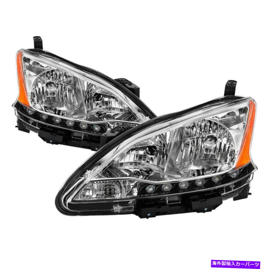 USヘッドライト Fit 13-15日産Sentraの交換ヘッドライトクロームハウジング左+ドライバのペア Fit 13-15 Nissan Sentra Replacement Headlights Chrome Housing Left + Driver Pair【並行輸入品】