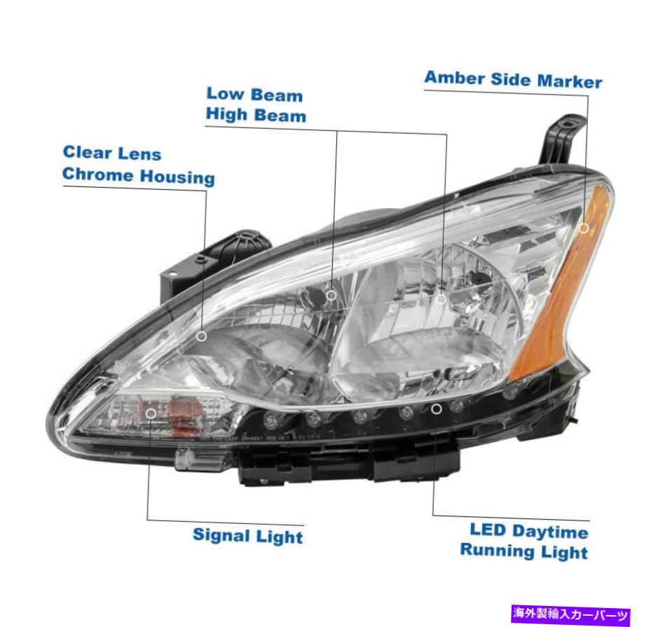 USヘッドライト 2013年2014年2014年2015年のSentra LEDバークロムヘッドライトヘッドランプW /バンパーブルーDRL For 2013 2014 2015 Sentra LED Bar Chrome Headlights Headlamp w/Bumper Blue DRL【並行輸入品】