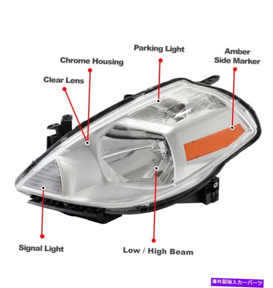 USヘッドライト 07~11の逆の逆Hatchback ChromeヘッドライトランプW / LED DRL信号LH + RH For 07-11 Versa/12 Versa Hatchback Chrome Headlights Lamp w/LED DRL Signal LH+RH【並行輸入品】
