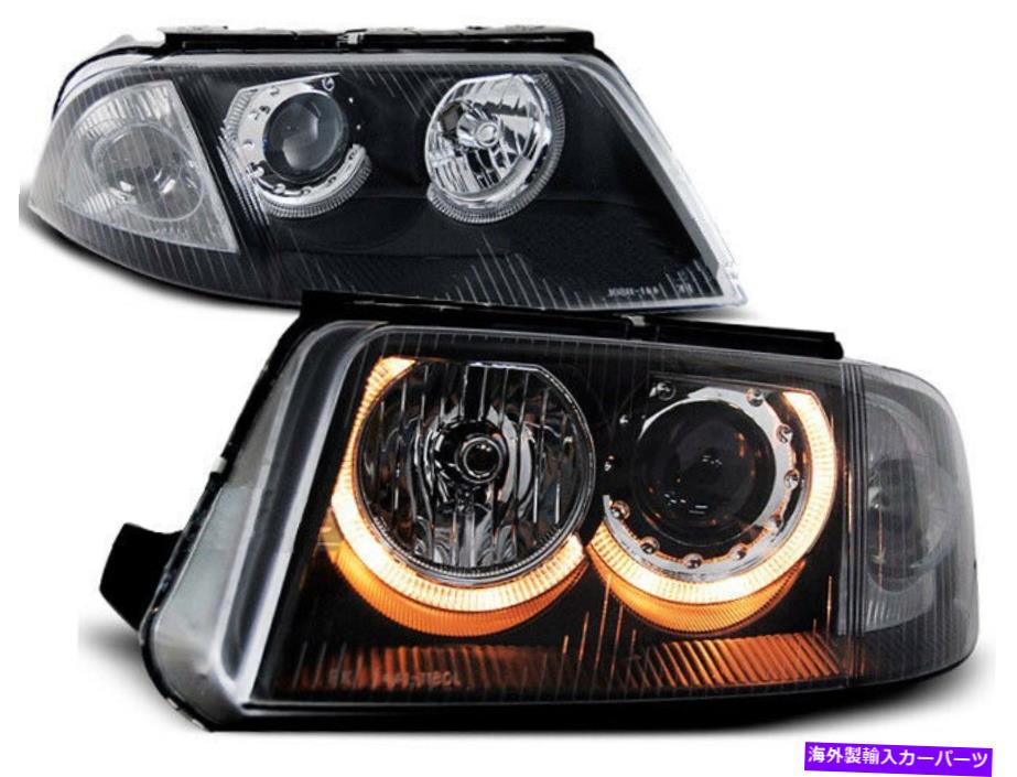 USヘッドライト Angel Hees Black Headlights for VW Passat B5 Fl 2000-2002 2003 2004 2005 VR-1636 Angel Eyes Black【並行輸入品】