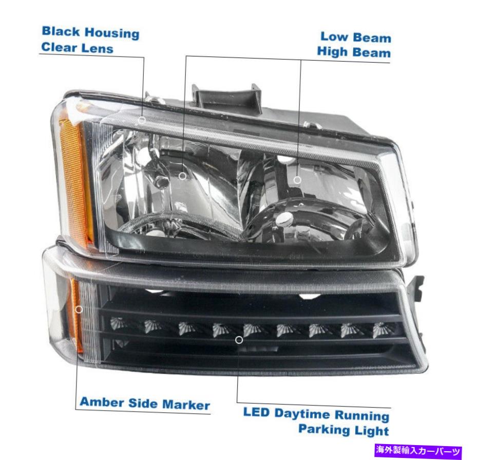 USヘッドライト 2003年から2006年のSilverado Avalanche Black Headlights + LEDバンパー+ブルーDRL + 6K HID For 2003-2006 Silverado Avalanche Black Headlights +LED Bumper +Blue DRL +6k HID【並行輸入品】