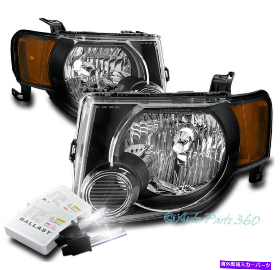 USヘッドライト 08-12フォードエスケープSUVの交換黒のヘッドライトヘッドランプW / 6KキセノンHID FOR 08-12 FORD ESCAPE SUV REPLACEMENT BLACK HEADLIGHTS HEADLAMPS W/6K XENON HID【並行輸入品】