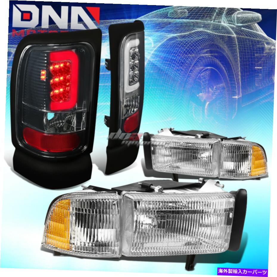 USヘッドライト クロームハウジングヘッドライト+スモークレンズ3D LEDブレーキテールライトフィット94-02 Dodge Ram CHROME HOUSING HEADLIGHT+SMOKED LENS 3D LED BRAKE TAIL LIGHT FIT 94-02 DODGE RAM【並行輸入品】