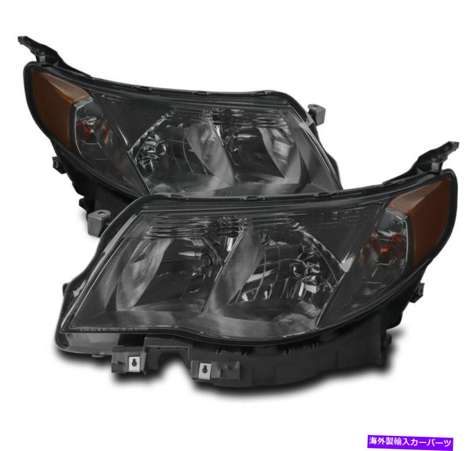 USヘッドライト 09-13 Subaru Forester交換ヘッドライトランプクロームハウジングスモークレンズ FOR 09-13 SUBARU FORESTER REPLACEMENT HEADLIGHTS LAMPS CHROME HOUSING SMOKE LENS【並行輸入品】
