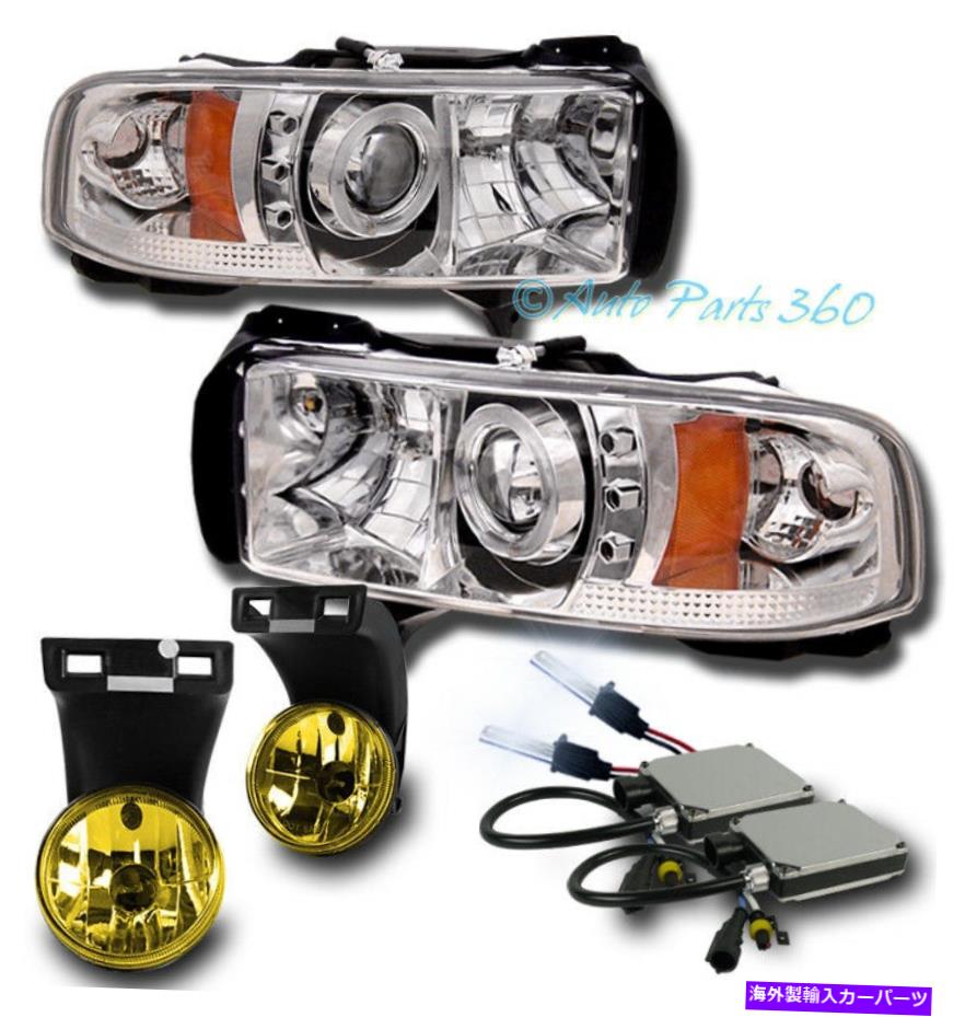 USヘッドライト 94-01 Ram Halo LEDプロジェクターヘッドライトW /バンパー黄色フォグランプ+ 8K HID NEW FOR 94-01 RAM HALO LED PROJECTOR HEADLIGHT W/BUMPER YELLOW FOG LAMP+8K HID NEW【並行輸入品】