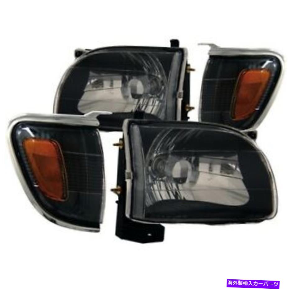 USヘッドライト 2001~2004トヨタタコマのためのアンドコクリスタルヘッドライトブラック ANZO Crystal Headlights Black for 2001-2004 Toyota Tacoma【並行輸入品】