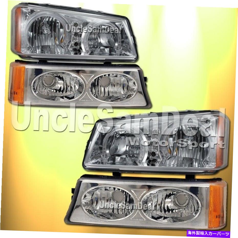 USヘッドライト Chevy Silverado Dual Halo Rims Angel Eyes Headlights Chrome Corner 4個セット CHEVY SILVERADO DUAL HALO RIMS ANGEL EYES HEADLIGHTS CHROME CORNER 4 PIECES SET【並行輸入品】