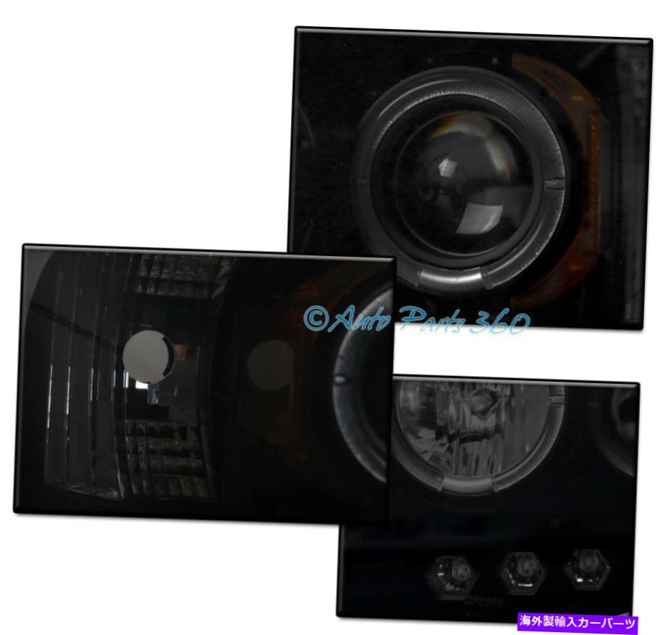 USヘッドライト 02-05 Dodge Ram Halo LEDブラック/スモークプロジェクターヘッドライトW / Blue DRL + HIDキット FOR 02-05 DODGE RAM HALO LED BLACK/SMOKE PROJECTOR HEADLIGHTS W/BLUE DRL+HID KIT【並行輸入品】