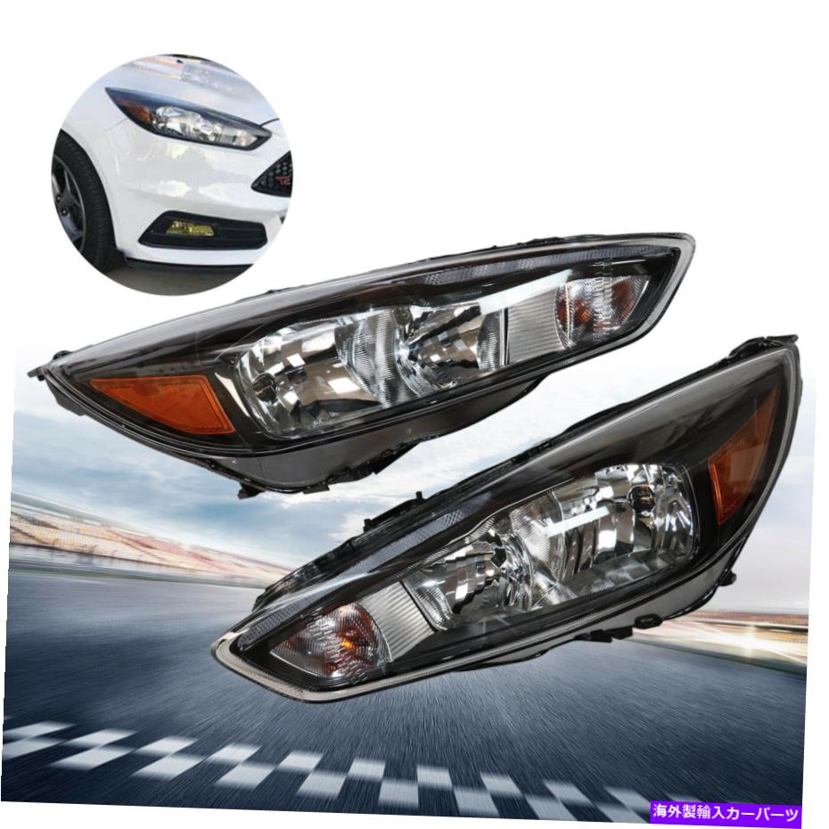 USヘッドライト 15-18フォードフォーカスブラックヘッドライトヘッドランプハロゲンW / LED DRL左+右 FIT FOR 15-18 FORD FOCUS BLACK HEADLIGHTS HEADLAMPS HALOGEN W/LED DRL LEFT+RIGHT【並行輸入品】