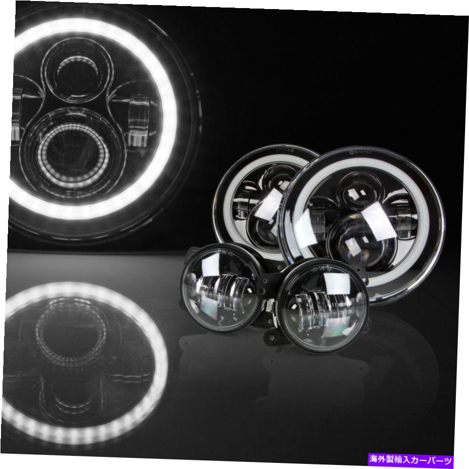 USヘッドライト Pra 120WジープLEDヘッドライトホワイトハロー+ 60Wフォグライト1997-2016ラングラーJK P.RA 120W Jeep LED Headlight White Halo + 60W Fog Light 1997-2016 Wrangler JK【並行輸入品】