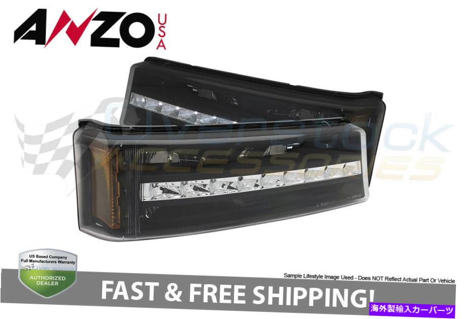 USヘッドライト Anzo LED駐車場ブラック03-06アバランシェ| 03-07 Silverado 1500/2500/3500 Anzo LED Parking Lights Black for 03-06 Avalanche|03-07 Silverado 1500/2500/3500【並行輸入品】