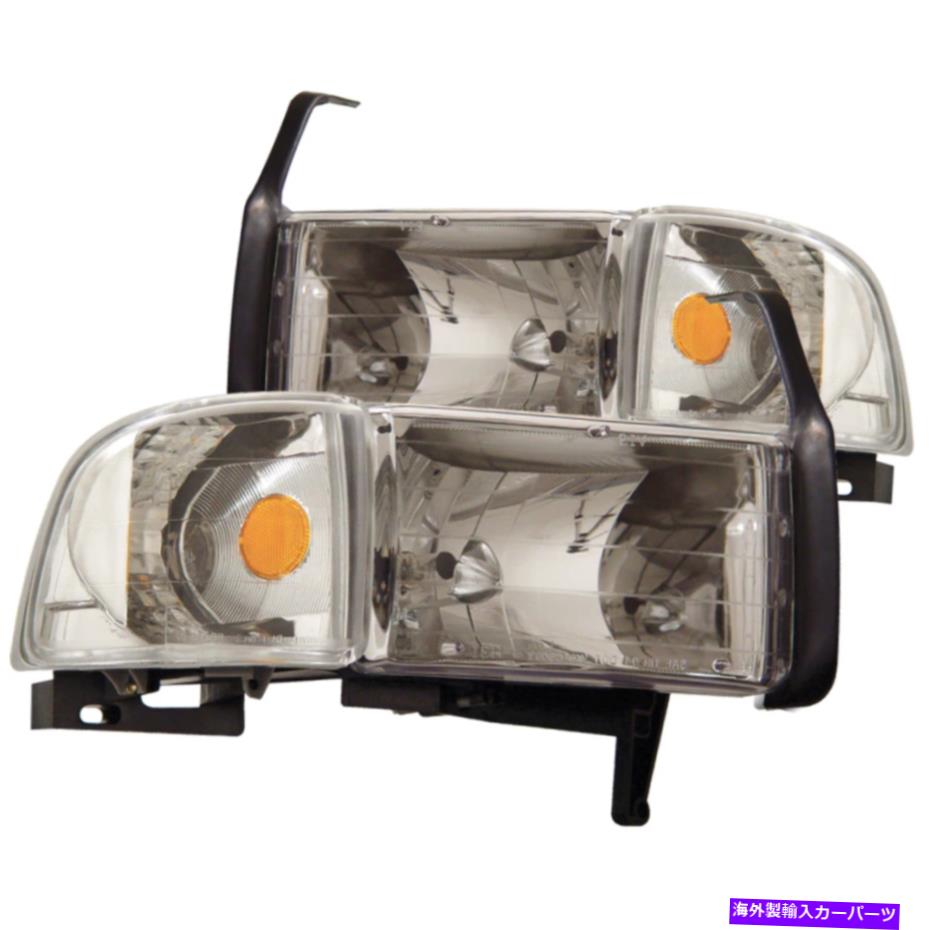 USヘッドライト RAMクリスタルヘッドライトクローム用ダッジ用ANZO 1994-2001(111068) ANZO 1994-2001 for Dodge for Ram Crystal Headlights Chrome (111068)【並行輸入品】