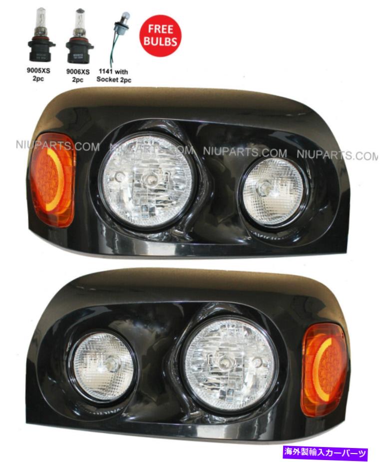 USヘッドライト LEDコーナーランプ付きヘッドライトブラック - LH RH FIT 2004-2015貨物ライナーセンチュリー Headlight Black with LED Corner Lamp - LH RH Fit 2004-2015 Freightliner Century【並行輸入品】