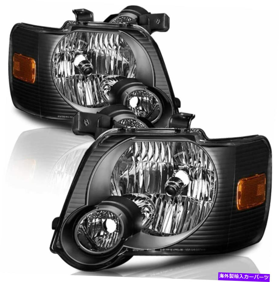 USヘッドライト Ford Explorer 06-10ヘッドライトヘッドランプブラッククリア左+右 For Ford Explorer 06-10 HeadLights Head Lamps Black Clear Left+Right【並行輸入品】