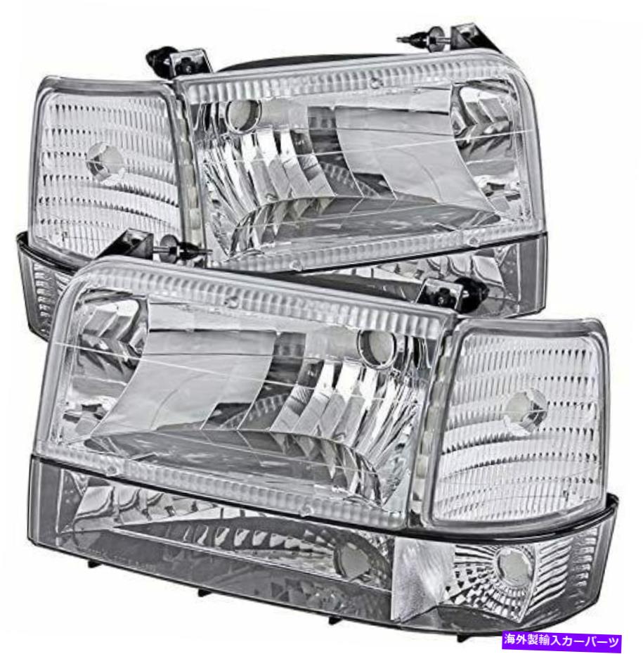 USヘッドライト 1992年 - 1996年フォードBRONCO F-150 F-250 F-350 F-250 F-350 HOUNDSヘッドライトヘッドランプ For 1992-1996 Ford Bronco F-150 F-250 F-350 Chrome Housing HeadLights HeadLamps【並行輸入品】