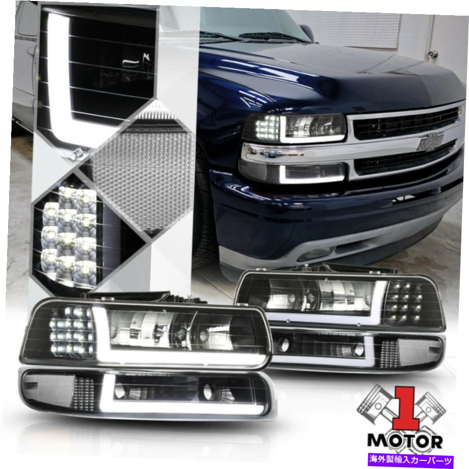 USヘッドライト ブラック/クリア* LEDシグナル+バーDRL *ヘッドライト+ 99-06 Silverado /郊外のためのバンパー Black/Clear *LED SIGNAL+BAR DRL* Headlight+Bumper for 99-06 Silverado/Suburban【並行輸入品】