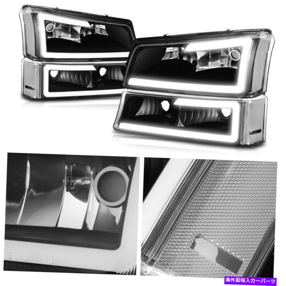 USヘッドライト 03-07のためのLED DRLヘッドライト+バンパー信号ランプSilverado Avalanche Black / Clear LED DRL Headlight+Bumper Signal Lamps for 03-07 Silverado Avalanche Black/Clear【並行輸入品】