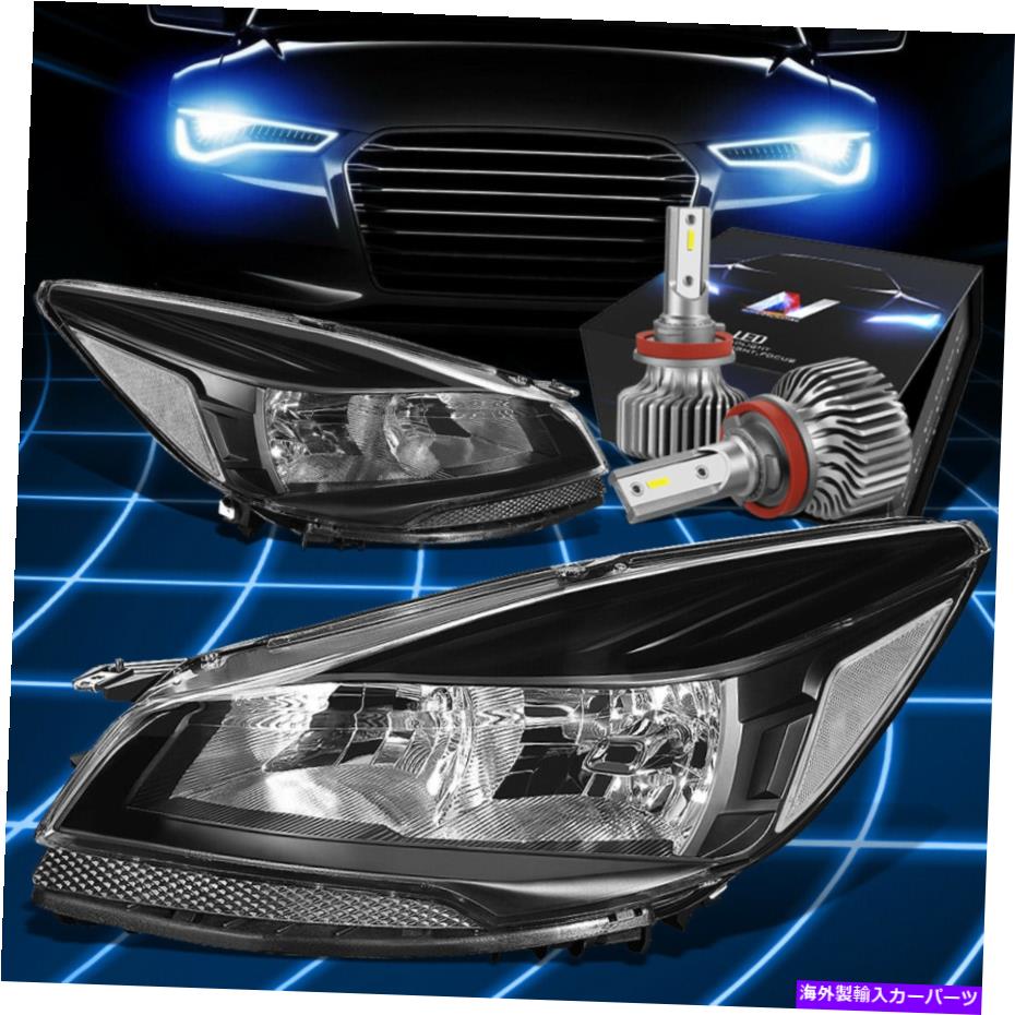 USヘッドライト フィット2013-2016フォードエスケープサイドコーナーヘッドライトランプW / LEDキットスリムスタイルブラック Fit 2013-2016 Ford Escape Side Corner Headlight Lamp W/LED Kit Slim Style Black【並行輸入品】