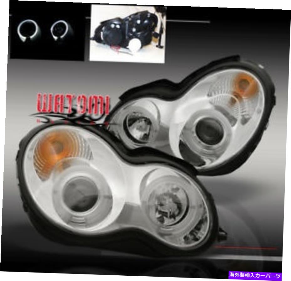 USヘッドライト 01-07メルセデスベンツCクラスW203 Haloプロジェクターヘッドライトヘッドランプクローム For 01-07 Mercedes-Benz C-Class W203 Halo Projector Headlights Headlamps Chrome【並行輸入品】