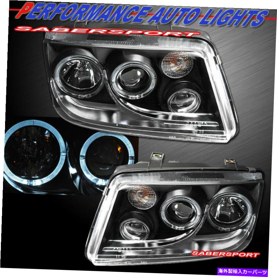 USヘッドライト 99-04 MK4 Jetta W / Fog Lightのペアブラックハロープロジェクターヘッドライトのセット Set of Pair Black Halo Projector Headlights for 99-04 MK4 Jetta w/ Fog Light【並行輸入品】