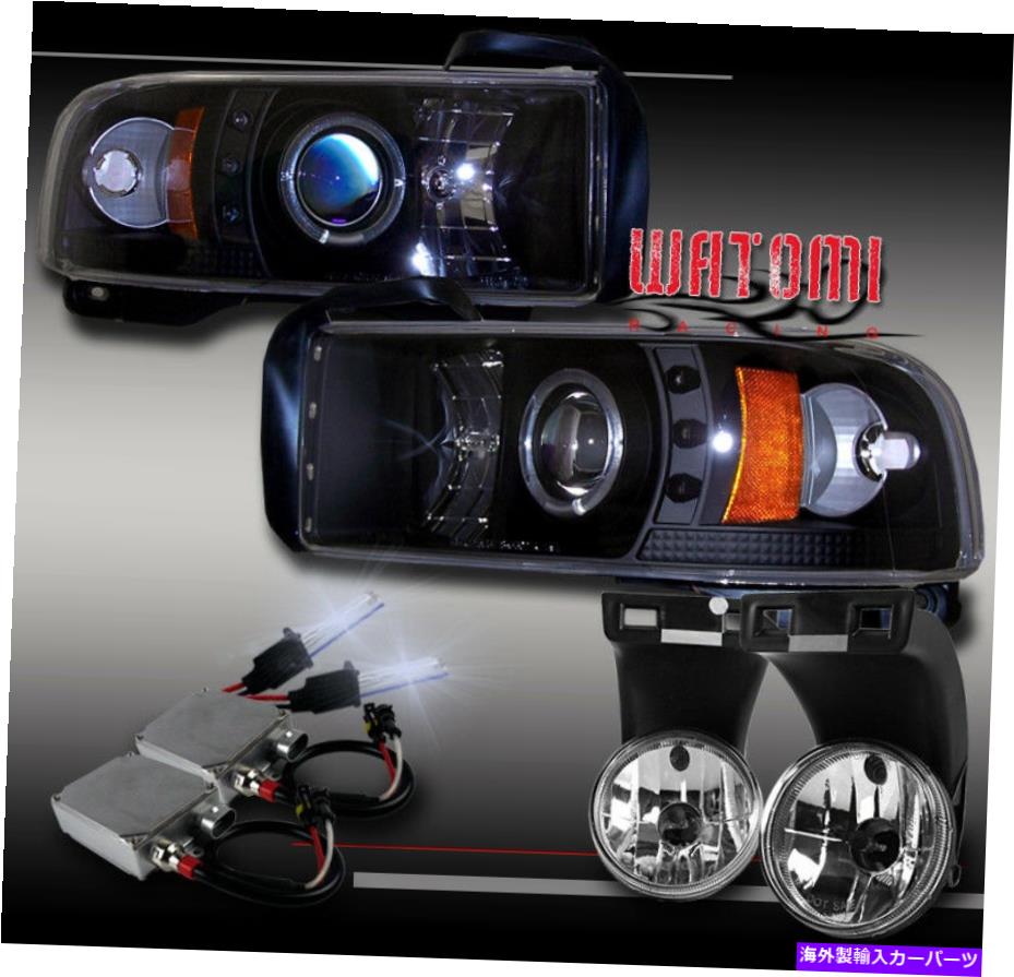 USヘッドライト 94-01 RAM Halo LEDブラックプロジェクターヘッドライトW / Bumper Fog + 50W 8K HID 3500 FOR 94-01 RAM HALO LED BLACK PROJECTOR HEADLIGHTS W/BUMPER FOG+50W 8K HID 3500【並行輸入品】