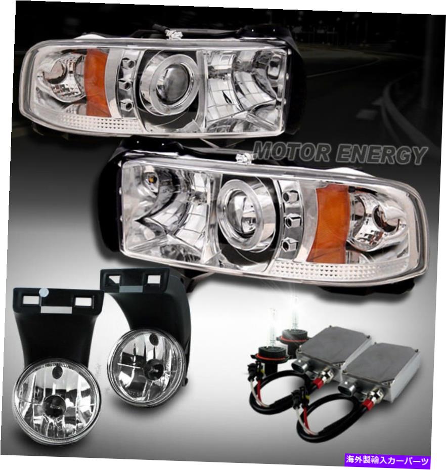 USヘッドライト 94-01 RAM 1500ピックアップHalo LEDクロムプロジェクターヘッドライトW / FOG + 50W 6K HID FOR 94-01 RAM 1500 PICKUP HALO LED CHROME PROJECTOR HEADLIGHT W/FOG+50W 6K HID【並行輸入品】