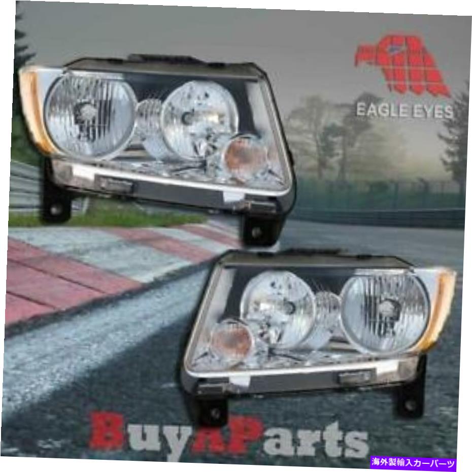 USヘッドライト 2011-2013ジープグランドチェロキー電球/ソケットクロスのペア交換ヘッドライト Pair Replacement Headlights For 2011-2013 Jeep Grand Cherokee Bulbs/Socket Inclu【並行輸入品】