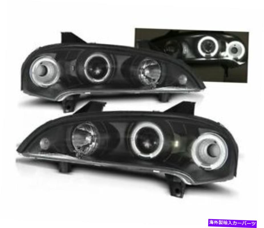 USヘッドライト Opel Tigra 1994-2000 Angel Eyes Black LHDのヘッドライトLPOP10 HEADLIGHTS LPOP10 FOR OPEL TIGRA 1994-2000 ANGEL EYES BLACK LHD【並行輸入品】