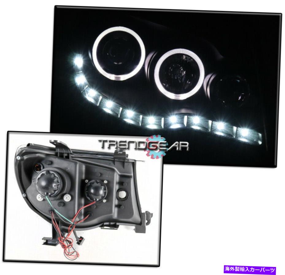 USヘッドライト 05-11トヨタタコマTRDハローLED DRLブラックプロジェクターヘッドライトヘッドランプセット FOR 05-11 TOYOTA TACOMA TRD HALO LED DRL BLACK PROJECTOR HEADLIGHT HEADLAMP SET【並行輸入品】