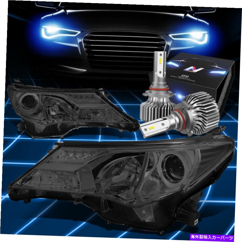 USヘッドライト フィット2013-2015トヨタRAV4プロジェクターヘッドライトランプW / LEDキットスリムスタイルスモーク Fit 2013-2015 Toyota Rav4 Projector Headlight Lamps W/LED Kit Slim Style Smoked【並行輸入品】