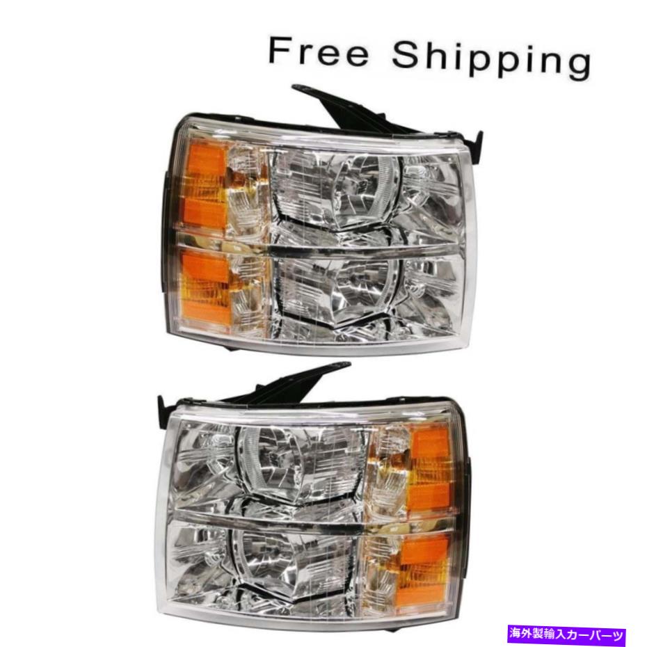 USヘッドライト ハロゲンヘッドランプアセンブリセット2 LH＆RHサイドフィットSilverado 1500 2500 HD Halogen Head Lamp Assembly Set of 2 LH & RH Side Fits Silverado 1500 2500 HD【並行輸入品】