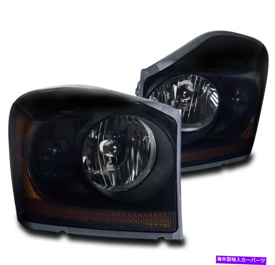 USヘッドライト 04-05 Durango SUVヘッドライトランプブラック/スモーク交換用スタイル左+右 FOR 04-05 DURANGO SUV HEADLIGHT LAMP BLACK/SMOKE REPLACEMENT STYLE LEFT+RIGHT【並行輸入品】