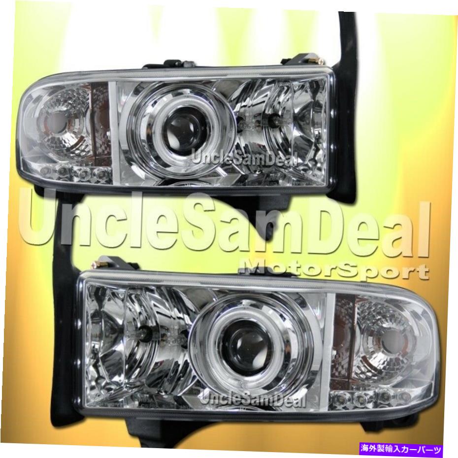USヘッドライト Dodge RAM X-Bright LED Halo RIMクリアプロジェクターヘッドライトコーナークロム FOR DODGE RAM X-BRIGHT LED HALO RIM CLEAR PROJECTOR HEADLIGHTS CORNER CHROME【並行輸入品】
